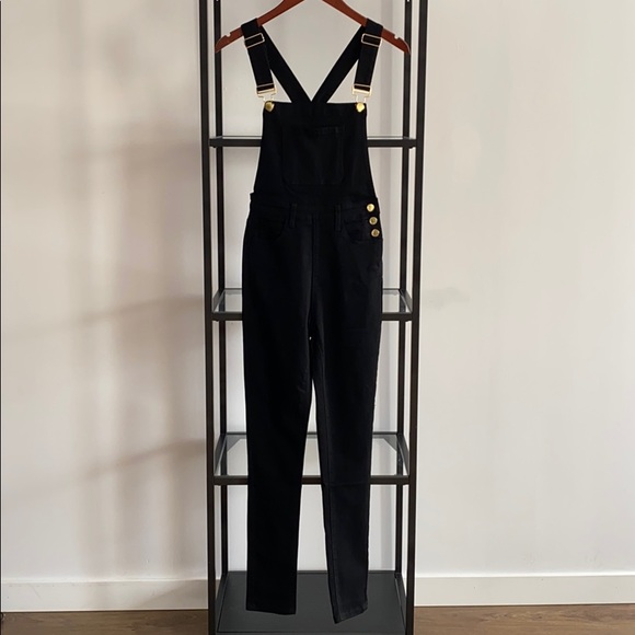 WeWoreWhat Black High Rise Skinny Stretch Overalls - Picture 3 of 8